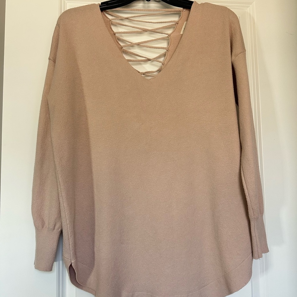 Debut Lace-Up Back Sweater baby pink size s/m